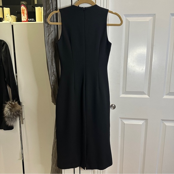 Black Fitted Stretch Midi Dress Cut Out Modern Sexy Sleeveless 4 6 Small NWOT - Picture 10 of 11